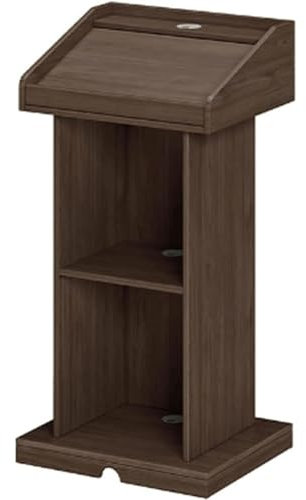 QWPYDXN Pult Podiumsständer, Moderne Kanzel, Mobile Rednerpulte für Versammlungen, Kirchen, Auditorium, modern mit 2-stufigen, offenen Regalen und Aufbewahrungskanzeln Rednerpult