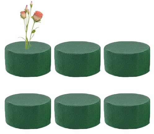 Generisch 6 Stück Blumensteckschaum Runde Steckmoos Steckschwamm Blumenschaum Steckmasse Steckschaum Nasssteckschaum für Frische Und Künstliche Blumen zum Basteln, Hochzeit, Geschenke 4x8cm