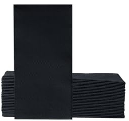 VelaHub Soft Point 50 Servietten, 1/8 Falten, Hochwertige, Einwegserviette, 39x38 cm, Schwarz