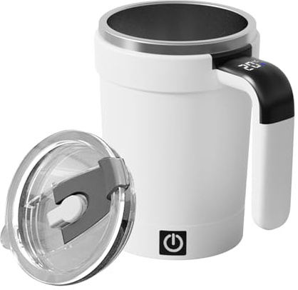 Opdestn Taza Automezcladora - Taza Térmica Automática con Agitación Magnética para Café | Magnético Recargable con Pantalla de Temperatura para Viajes, Cocina, Oficina y Hoteles