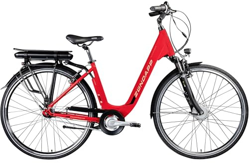 ZÜNDAPP Z600 City E Bike Damen 28 Zoll Elektrofahrrad 7 Gang Nabenschaltung 150-165 cm Elektro Damenfahrrad (Karminrot, 47 cm)