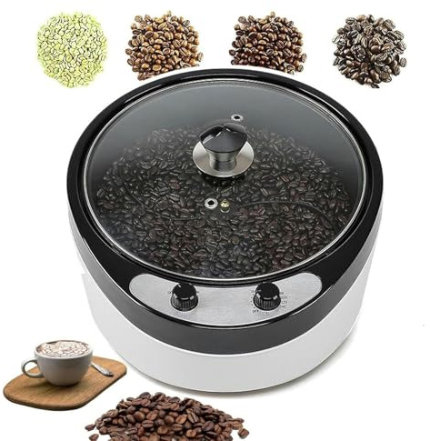 WhAeoy Electric Coffee Roaster Machine, 0-240℃ Household Electric Coffee Bean Roaster, with Timer 1800W Roasting Machine Peanut Bean, 800G Home Coffee Roaster for Coffee Shop and Home Use,White