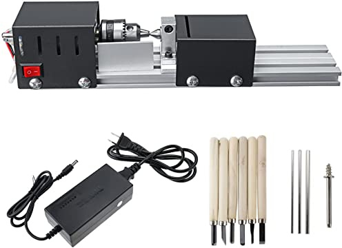 MRVAKDYDI Mini Tour à Bois, Mini Tour à Bois 12 V 24 V 96 W, fraiseuse à Bois, polisseuse à Perles, perceuse rotative avec Accessoires