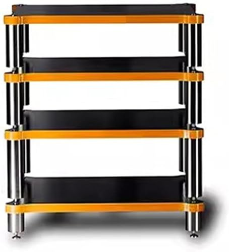 HiFi AV Rack, 4-lagiger Massivholz-Audio-Geräteschrank für Plattenspieler und Verstärker, stabile Fußstütze für Audio-Video-Komponenten