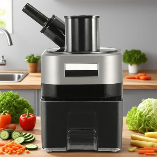 Cortador De Verduras Eléctrico 4 En 1 | Procesador De Alimentos Eléctrico Comercial, 100 W, Automático, Multifunción, Para Verduras Y Frutas, Diseño De Doble Cabezal, 4 Cuchillas, Apto Para Y Cocinas