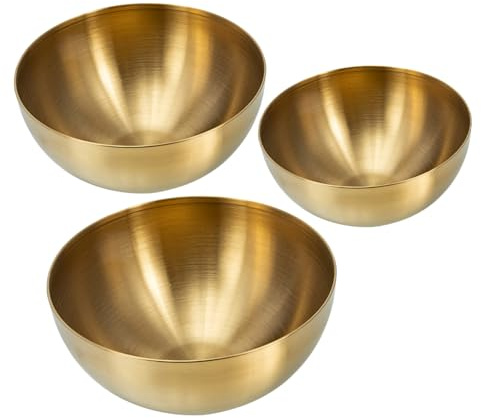 Zerodeko Ensaladera Redonda de Acero Inoxidable Dorado 3 Piezas