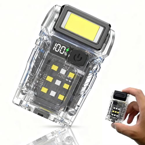 Gogvaga Lampe torche G5 rechargeable, haute luminosité, EDC petite lampe de poche avec lumière RVB, mini porte-clés magnétique, lampe de poche LED légère et puissante pour le camping, l'extérieur, la