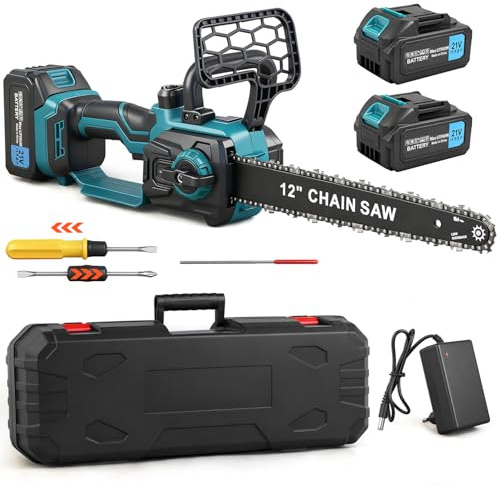 Mini Kettensäge für Makita Batterie,12 Zoll Akku Säge Elektrische Astsäge mit 1300W Bürstenloser Motor,2 * 4000mAh Akku Handkettensäg Elektrisch für Gartenscheren Astschere Holzschneidenz