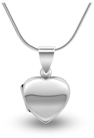 Soul-Cats Grazioso medaglione fotografico a forma di cuore in argento 925 – ciondolo apribile con o senza catena, amuleto ricordo personalizzabile, Kette 40cm & Anhänger, Argento sterling, Nessuna