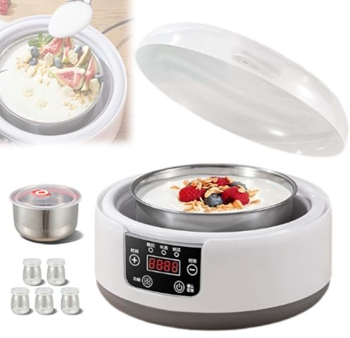 Genérico Yogurtera Probiótica, Yogurtera Automática De 1,2L con Pantalla Digital, Yogurtera Eléctrica Multifunción con Interior De Acero Inoxidable, Temperatura Y Tiempo Ajustables