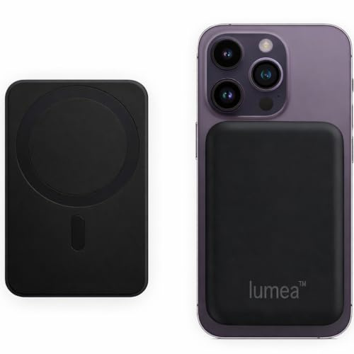 lumea PowerBank per Magsafe - 5000 mAh Bianco o Nero Power Bank Magnetico Caricatore Wireless Portatile Ricarica Rapida - Batteria Esterna per iPhone 17 16 15 14 13 12 Mini Pro Max (Nero)