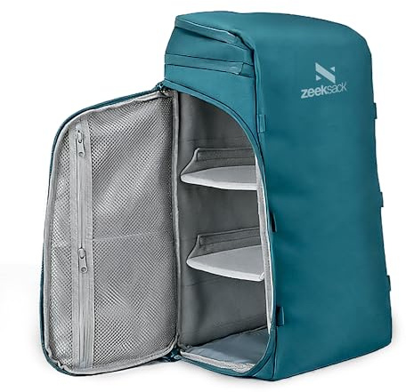 Zeeksack The Organizer 30L, Petrol - Handgepäck-Rucksack 16 Laptopfach | 2 Verstellbare Trenner, RFID-Schutzfach, Deckelfach, Netzfächer, Flaschenfach, Seitlicher Zugang, Trolleyband