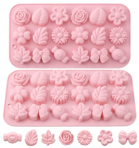 2 st. blommor silikonformar bakning set silikon form blomma 3D silikonform blommor gjutformar chokladform pralinform för blommor rosor blad slipning silikonbakform för gör-det-själv ljus tvål isbitar