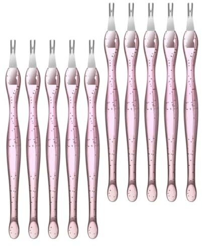 Lot de 10 Outils de Cuticules en Pp et Acier Inoxydable, Rose | Fourche Incisive pour Peaux Mortes, Usage Salon D’ongles et Maison, Kit Manucure