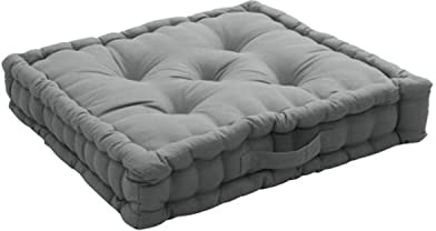 Cuscino da pavimento, 100% cotone, 50 x 50 cm, grigio perla