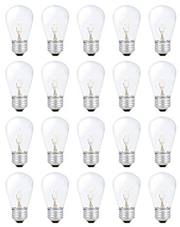 Lot de 20 ampoules à incandescence S14 E26 11 W Transparent