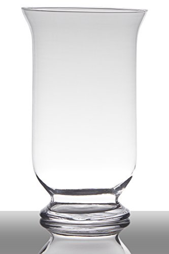 INNA-Glas Tischlicht Glas LEA auf Standfuß, Zylinder - rund, klar, 30cm, Ø 18cm - Kerzenglas - Blumenvase