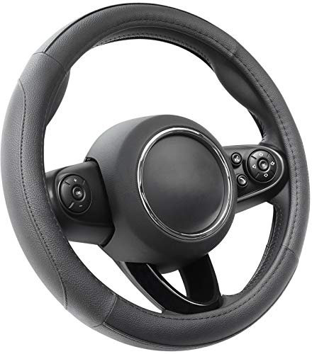 COFIT Anti-Rutsch Lenkradbezug Auto Lenkrad üBerzug Leder Lenkradhülle Universal Mikrofaser Autolenkradbezug Autozubehör S 35.5-36cm Schwarz