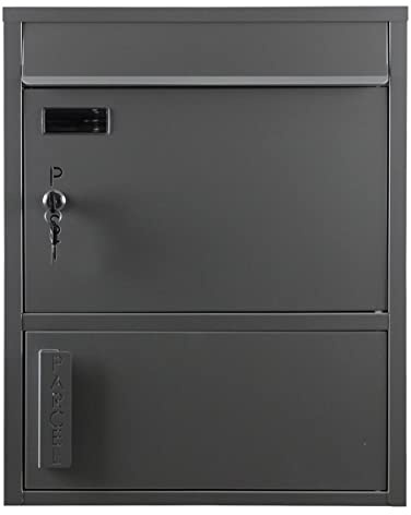 Paket-Briefkasten Safepost 921 Tiamat silber-grau (RAL 9006) moderner Briefkasten mit Zeitungsfach