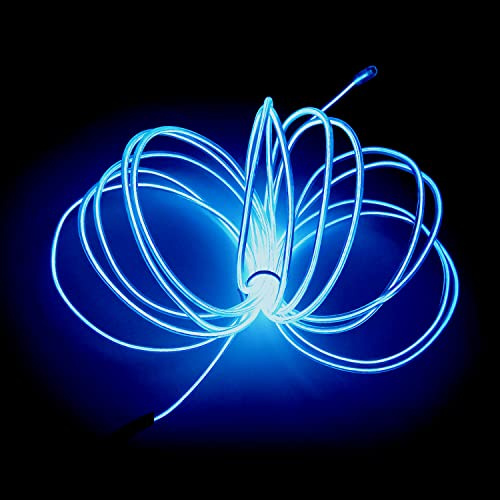 Balabaxer EL-Leuchtdraht Blau, 16,4 Fuß/5 Meter portable steuerungsbetriebene Neon-Lichtleiste, 360° schneidbare leuchtende Seilenlichter für Partys, Halloween und DIY-Dekoration.