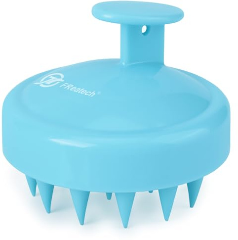 FReatech Spazzola per Capelli in Silicone per Shampoo e Massaggio Testa, Massaggiatore Cuoio Capelluto [Bagnato e Secco], Pulizia Profonda e Esfoliazione Delicata, Stimola la Crescita Capelli, Azzurro