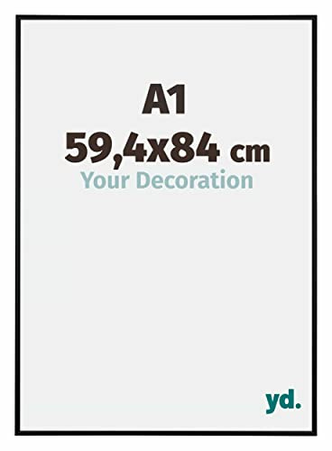 yd. Bilderrahmen DIN A1 59.4x84 cm Schwarz Matt - Aluminium Rahmen Kent