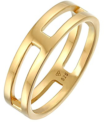 Kuzzoi Massiver Herrenring (6 mm) Bandring Männer 925 Silber | vergoldet Ring Herren poliert Ring golden modern massiv Ringgröße 60-66