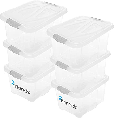 2friends 6er Set Aufbewahrungsbox mit Deckel Groß, 30 Liter Boxen Aufbewahrung, 6 Stück Aufbewahrungsboxen, Kisten Aufbewahrung mit Deckel, Plastikbox mit Deckel, Model: Mila, Made in EU