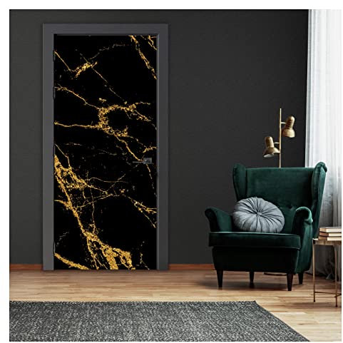 Türtapete Selbstklebend Marmor Glamour - 91x211 cm einteilig - Türposter Fototapete für Tür Wohnzimmer Küche Badezimmer Türaufkleber Türfolie UV-Beständig Montagefertig