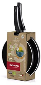 Moneta Gea Set Padelle, 24-28 Cm, Alluminio 100% riciclato, per Ogni Piano Cottura Incluso l'Induzione, Made in Italy