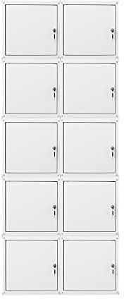 PROREGAL Mega Deal 10x Schließfachwürfel Cubic XL HxBxT 45x45x45cm Grau Schließfachschrank Metallspind Wertfachschrank Umkleideschrank 10 Fächer