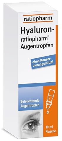 Hyaluron-ratiopharm® Augentropfen, 10 ml | Für die Befeuchtung von trockenen, gereizten oder brennenden Augen. Auch für weiche und harte Kontaktlinsen geeignet