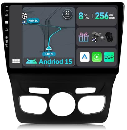 YUNTX [8GB+256GB] Android 15 2 Din Autoradio pour Citroen C4 C4L DS4 (2013-2017)-[Intégré CarPlay/Android Auto/DSP/GPS]-IPS 2.5D 10.1 Écran Tactile-Caméra+MIC-Dab/Bluetooth 5.0/MirrorLink