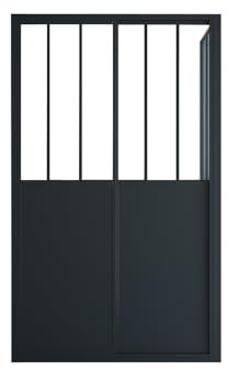 Vente-unique - Paroi de douche avec porte coulissante noir mat style industriel - 120 x 80 x 195 cm - URBANIK