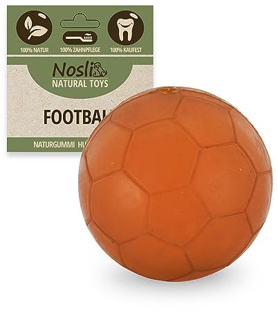 Nosli Natural Toys Football • Premium Hundeball aus 100% Naturkautschuk • Zahnpflege Kauspielzeug für Hunde • Wurfball für kleine & große Hunde • Hundespielzeug Ball • Spielball (S)