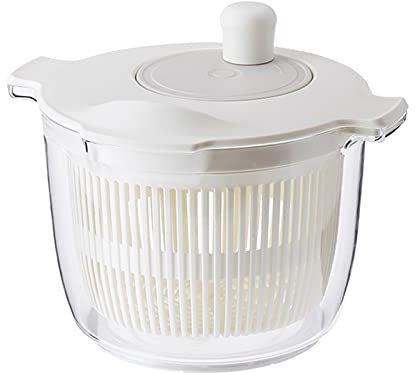 Asciugatrice Centrifuga per Insalata Disidratatore Manuale per Frutta e Verdura con cestello filtrante e Coperchio Lavaverdure Senza Ciotola con Rotazione della Cucina