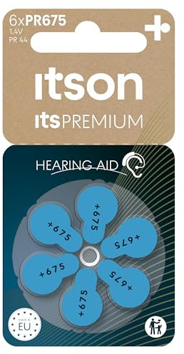 ITSON Lots de 6 Piles Auditives Zinc-Air Hearing aid PR675/PR44 ItsPREMIUM