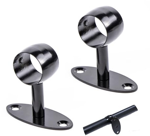 Handlaufhalter Handlauf Halterung, Edelstahl Handlaufträger Schwarz Sprühlack für Innen- und Außen Wandbefestigungen, Rundrohr Ø 33mm, Widerstandsfähig und Robust, 2 Stück