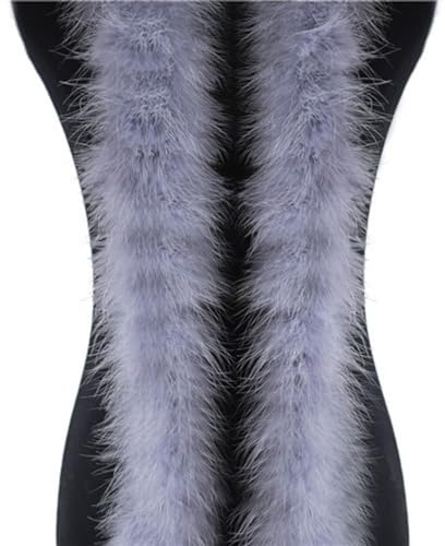 Duories 2m Federboa Truthahnfedern Boa,Flauschige Plüsch-Feder Boa Federstola Federschal Federgirlande für Weihnachtsbaum Hochzeit Basteln Burlesque Karneval Party 20er Jahre Kostüm Deko,ca. 40g Grau