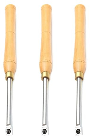 Lot de 3 burins de tour à bois en carbure de tungstène avec poignée pour le traitement de la gravure (pointe carrée)