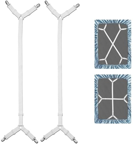 VIVIIHOO Lot de 2 sangles de drap de lit, à scrunchie réglable et drap-housse pour draps-housses, matelas et surmatelas sans plis