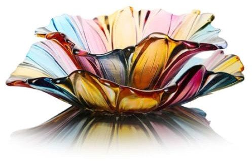 JUNYFFF Corbeille À Fruits En Bol Décoratif, Diamètre 30/20Cm, Verre En Cristal Coupe De Fruits Ménage Maison Créative Table Basse Pot De Bonbons Salon Moderne Maison Créative, 2Pcs,Color