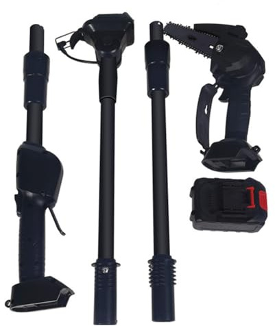 FURLOU Mini tronçonneuse, tronçonneuse à Branches Hautes avec Poteau télescopique Amovible, scie à Perche sans Fil, Tondeuse à buissons à Fleurs d'arbres fruitiers de Jardin Rechargeable
