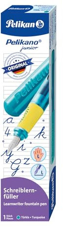 Pelikan Füller Pelikano Junior, Schreiblernfüller für Linkshänder, Türkis, Feder L, 824873