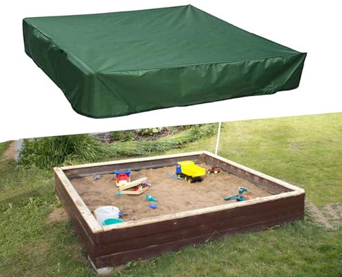 NANZHISM Außenbereich Oxford Stoff Sandkasten Abdeckung Sandkastenabdeckung Sandkasten, mit Kordelzug Schutzhülle für Sandkasten Pool Garten (Farbe : Green, Größe : 200 * 200 * 20cm)