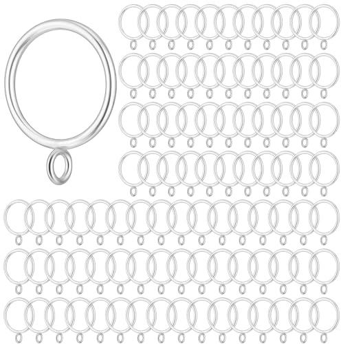 Maitys Anelli per tende in metallo con occhiello del diametro interno con occhielli, per tende, clip per tende, ganci per finestre scorrevoli, porta tenda da doccia (argento, 100 pezzi)