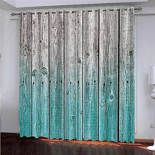 Vorhang, Kinderzimmer, 3D Blaue Holzmaserung Kindervorhänge Mit Ösen, Polyestervorhänge, Wärmeschutzvorhang, Blickdichter Vorhang Mit Ösen, Kindervorhänge Für Wohnzimmer, Schlafz-8M7V6Z3J9Z4