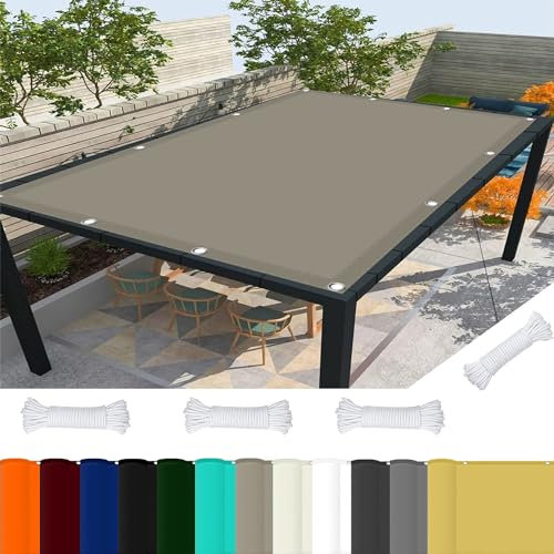 Tenda a Vela Parasole Quadrato 5 x 5 m 98% Protezione UV Tenda a Vela Ombreggiante Telo con Fune per Giardino, Balcone, Piscina, Cachi