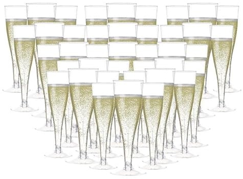40 flute da champagne in plastica trasparente da 127,6 g, usa e getta, bicchieri da champagne usa e getta, in plastica trasparente, per feste, matrimoni, baby shower, mimosa e bar