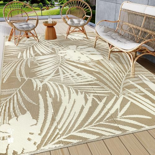 famibay Outdoor-Teppiche für Terrassen, 20,3 x 25,4 cm, grüner Kunststoff-Stroh-Teppich, wasserdicht, Outdoor-Teppich für Terrasse, Allwetter-Deckmatte, tragbar, leicht, Wohnmobil-Teppich, Matte für